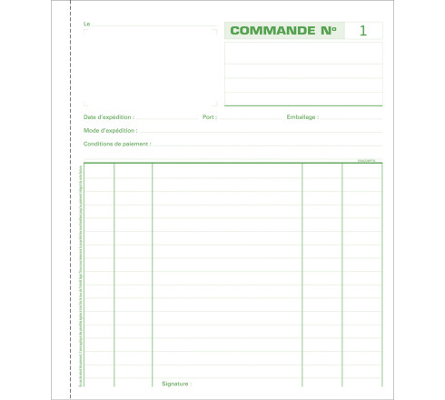 Manifold commandes 21x18cm 50 feuillets dupli autocopiants