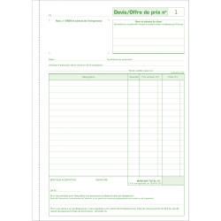 Manifold Devis Micro-entrepreneur 29,7x21cm 50 feuillets dupli autocopiants