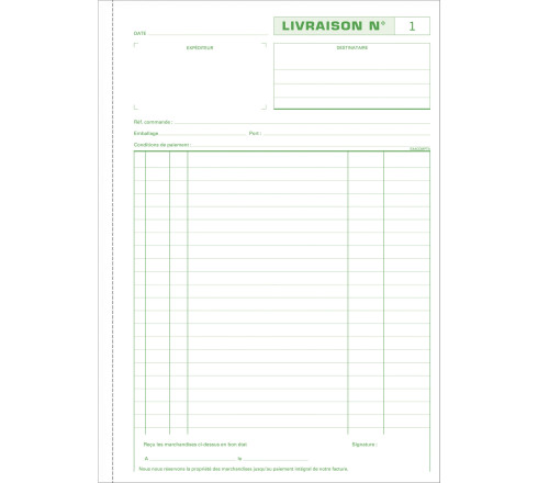 Manifold Livraisons 29,7x21cm 50 feuillets tripli autocopiants