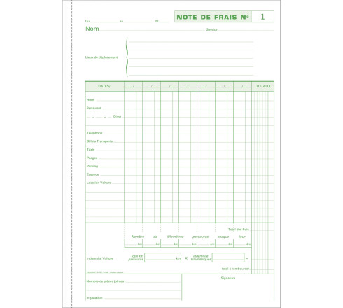 Manifold Note de frais 29,7x21cm 50 feuillets dupli autocopiants