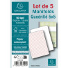 Manifold quadrillé 5x5 14,8x10,5cm- 50 feuillets dupli - Sous film par lot de 5