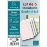 Manifold quadrillé 5x5 14,8x10,5cm - 50 feuillets autocopiants tripli - Sous film par lot de 5