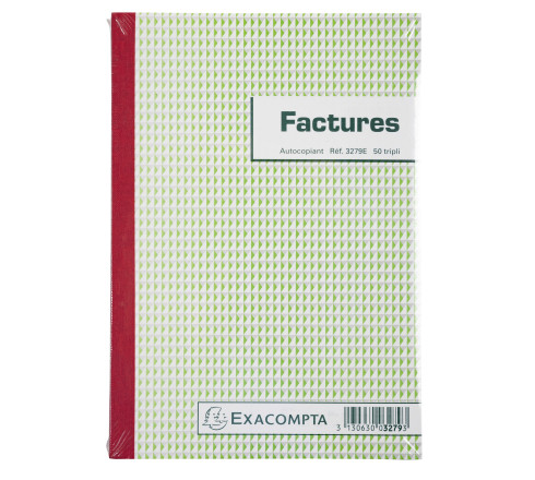 Manifold Factures avec mention TVA 21x14,8cm 50 feuillets tripli autocopiants