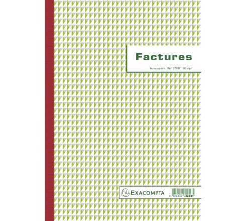 Manifold Factures avec mention TVA 29,7x21cm 50 feuillets tripli autocopiants