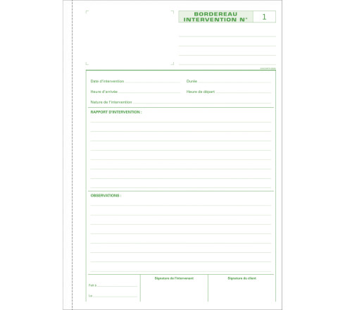 Manifolds Rapports d'intervention 29,7x21cm - 50 feuillets autocopiants dupli