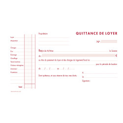 Manifold Quittances de loyer 12,5x21cm 50 feuillets tripli autocopiants