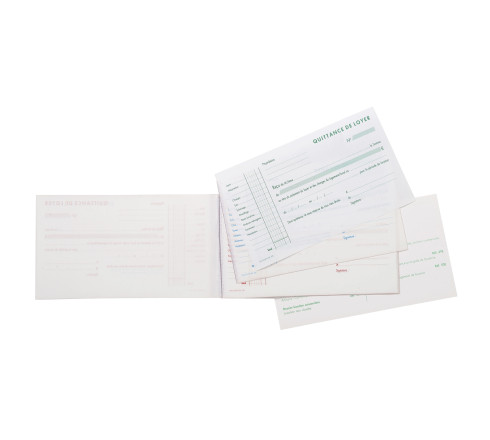 Manifold Quittances de loyer 12,5x21cm 50 feuillets tripli autocopiants