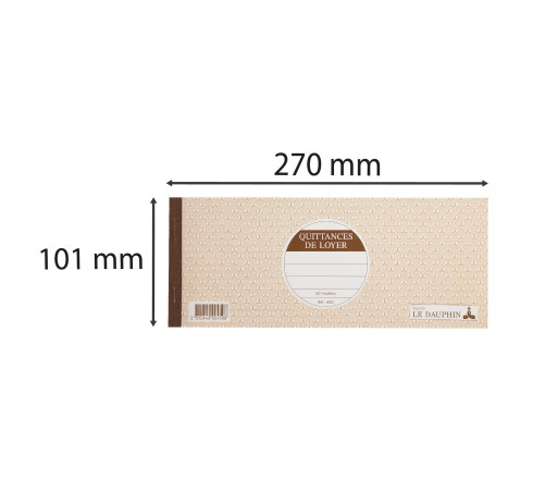Carnet à souche 107X250 Quittances de loyer 50 feuillets