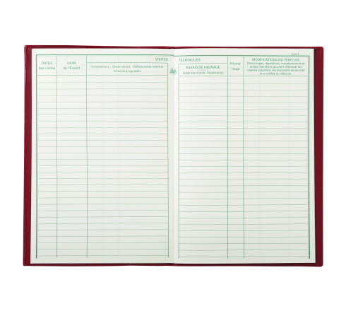 Carnet d'entretien pour véhicules de transports de marchandises - Modèle officiel - Format 21x13,5 cm