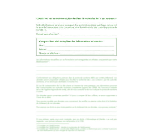 CAHIER DE RAPPEL COVID-19