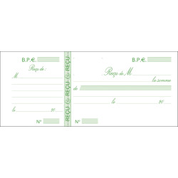 Carnet à souche Reçus 50 feuillets - Format horizontal 9x21 cm