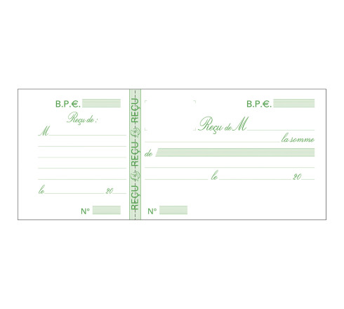 Carnet à souche Reçus 50 feuillets - Format horizontal 9x21 cm