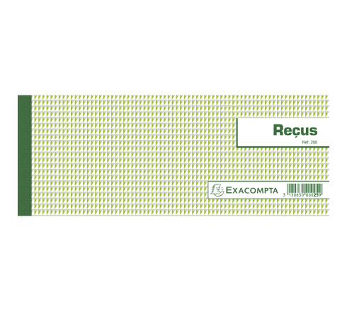 Carnet à souche Reçus 50 feuillets - Format horizontal 10,5x27cm