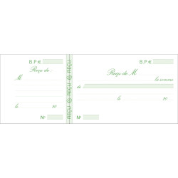 Carnet à souche Reçus 50 feuillets - Format horizontal 10,5x27cm