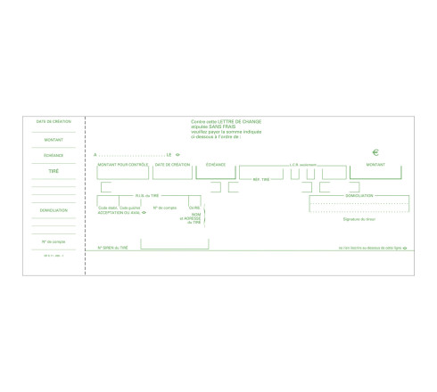 Carnet à souche Traites normalisées NF K 11030-1 de 50 feuillets - Format horizontal de la traite 10,1x21cm