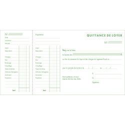 Carnet à souche Quittances de loyer 50 feuillets - Format horizontal de la quittance 13x18,5 cm
