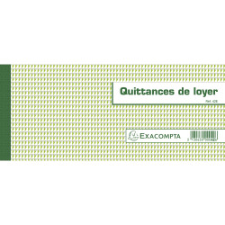 Carnet à souche Quittances de loyer 50 feuillets - Format horizontal de la quittance : 10,1x16,5 cm