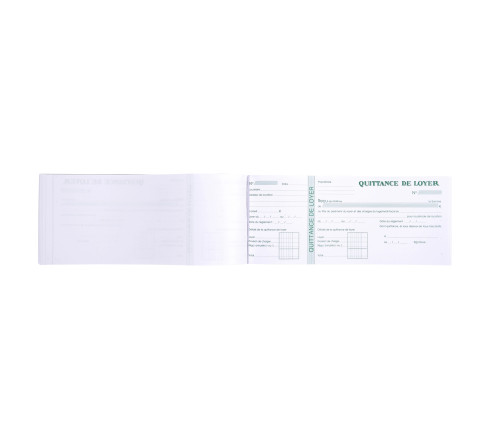 Carnet à souche Quittances de loyer 50 feuillets - Format horizontal de la quittance : 10,1x16,5 cm