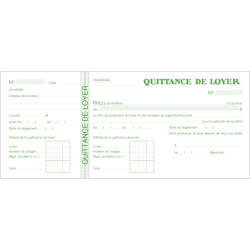 Carnet à souche Quittances de loyer 50 feuillets - Format horizontal de la quittance : 10,1x16,5 cm