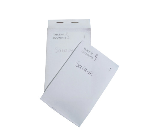 Bloc Maître d'Hôtel 50 feuillets autocopiants numérotés en tripli - Format 9,5x17 cm