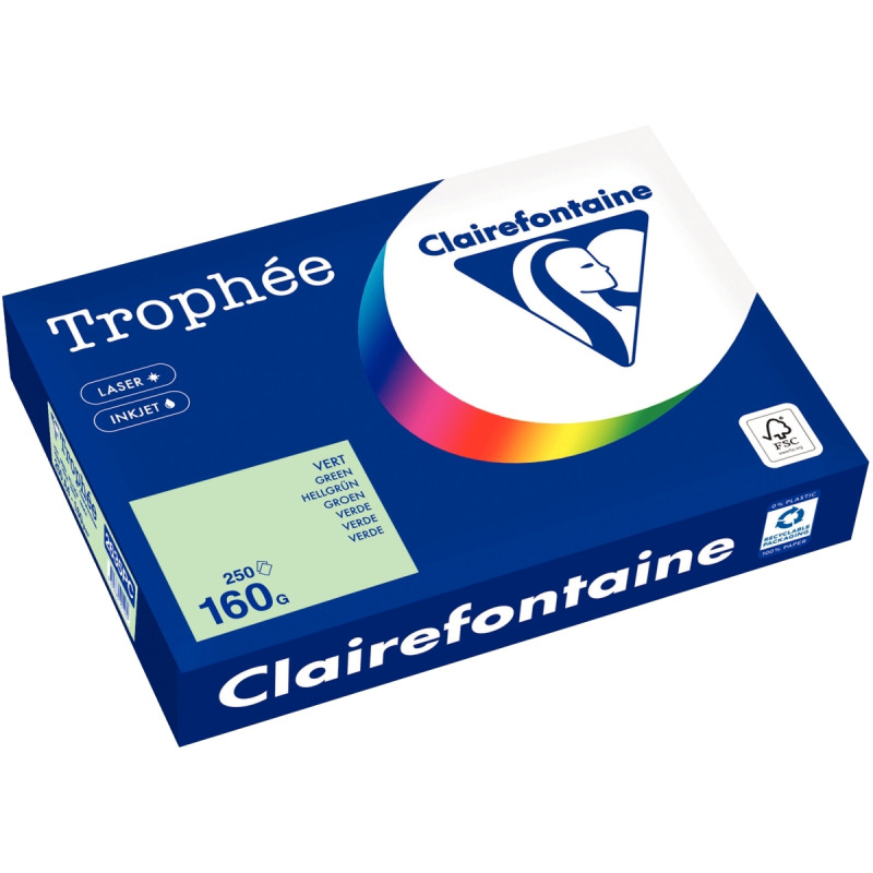 Paquet de 250 feuilles format A4 160g vert CLAIREFONTAINE