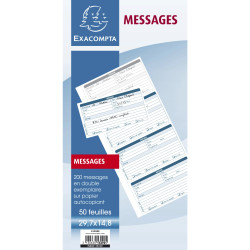 Carnet broché 29,7x14,8cm - Messages téléphones (4 à la page) - 50 feuilles dupli autocopiantes