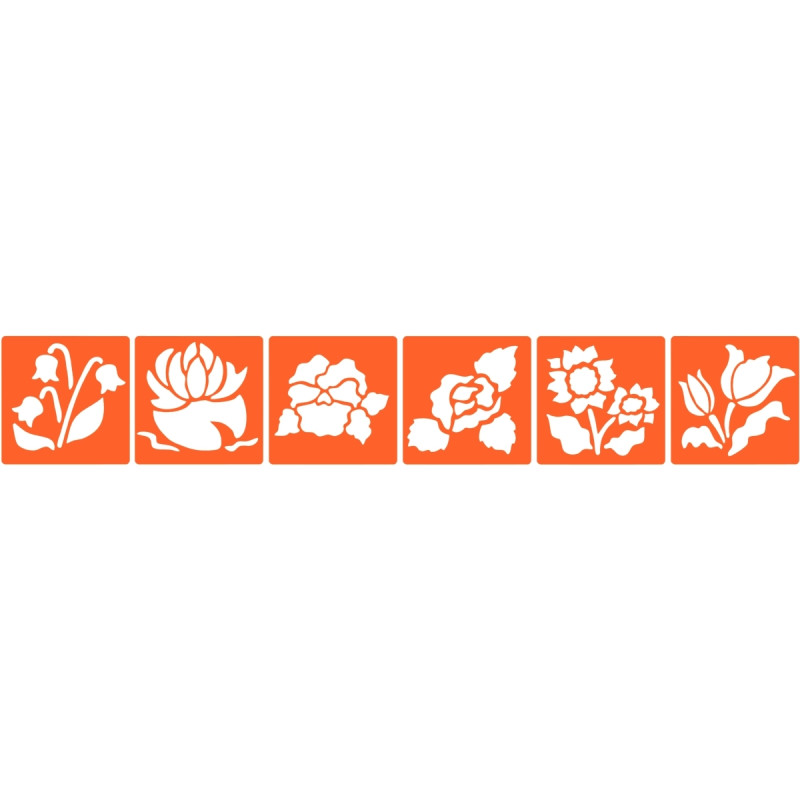 Paquet de 6 pochoirs en plastique, les fleurs
