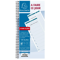 Carnet spiralé 29,7x14cm - A faire ce jour - 125 feuilles
