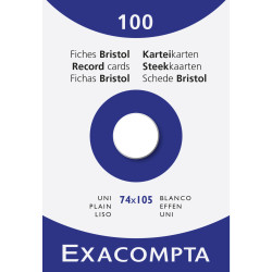 Étui de 100 fiches - bristol uni non perforé 74x105mm