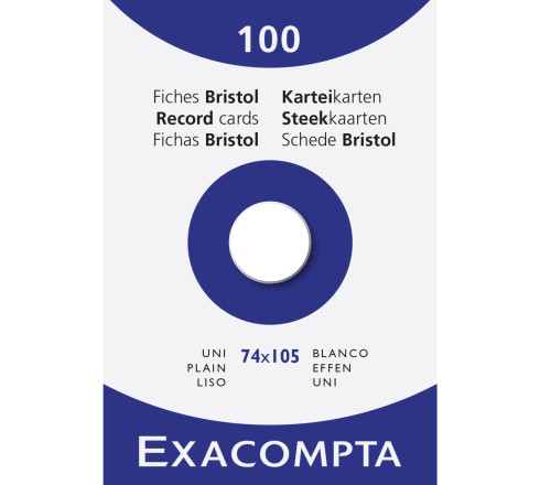 Étui de 100 fiches - bristol uni non perforé 74x105mm