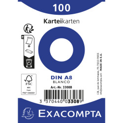 Paquet 100 fiches sous film - bristol uni non perforé 55x74mm
