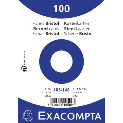 Paquet 100 fiches sous film - bristol uni non perforé - 105x148mm