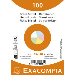 Paquet de 100 fiches sous film - Bristol UNI non perforé 105x148mm