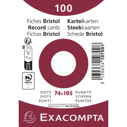 Paquet 100 fiches sous film - bristol dots non perforé - 74x105mm