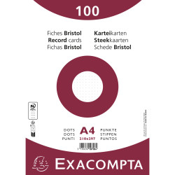Paquet 100 fiches sous film - bristol dots non perforé - 210x297mm