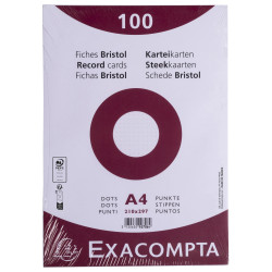 Paquet 100 fiches sous film - bristol dots non perforé - 210x297mm