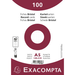 Paquet 100 fiches sous film - bristol dots non perforé - 148x210mm
