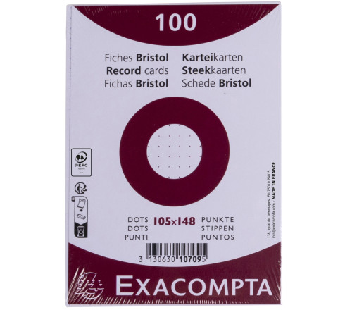 Paquet 100 fiches sous film - bristol dots non perforé - 105x148mm