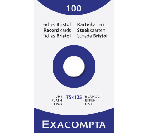 Étui de 100 fiches - bristol uni non perforé 75x125mm