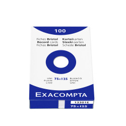 Étui de 100 fiches - bristol uni non perforé 75x125mm