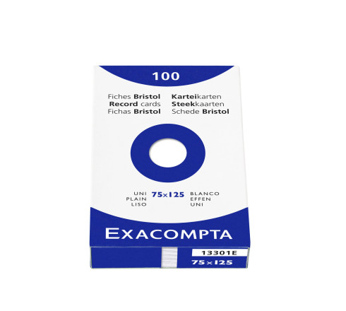 Étui de 100 fiches - bristol uni non perforé 75x125mm
