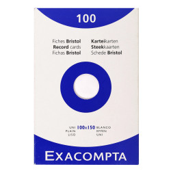 Étui de 100 fiches - bristol uni non perforé 100x150mm