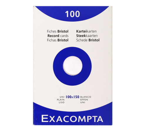 Étui de 100 fiches - bristol uni non perforé 100x150mm