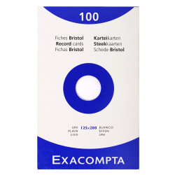 Étui de 100 fiches - bristol uni non perforé 125x200mm