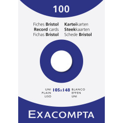 Étui de 100 fiches - bristol uni non perforé 105x148mm