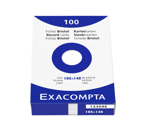 Étui de 100 fiches - bristol uni non perforé 105x148mm