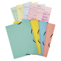 Chemise 3 rabats à élastiques Aquarel + 25 fiches bristol A5 - 4 couleurs assorties