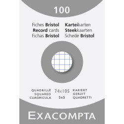 Étui de 100 fiches - bristol quadrillé 5x5 non perforé 74x105mm
