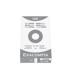 Étui de 100 fiches - bristol quadrillé 5x5 non perforé 74x105mm