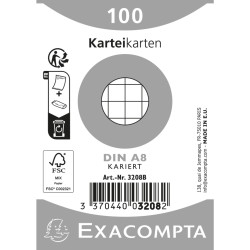 Paquet 100 fiches sous film - bristol quadrillé 5x5 non perforé 55x74mm
